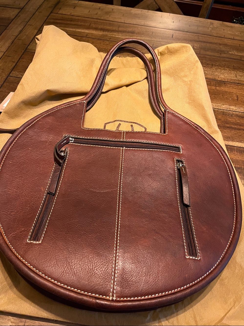 Ariat Dark Brown Round Leather Shoulder Bag - Picture 6 of 8
